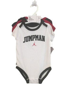 JORDAN Jumpman 12 Months Infant Set of 3 Bodysuits White Red Black #23